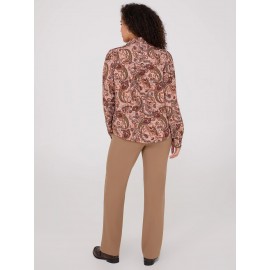 Paisley Print Button-Front Bow Blouse