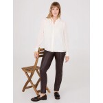 Chiffon Button-Front Blouse With Smocked Details
