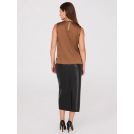 Sleeveless Satin Top With Button Details