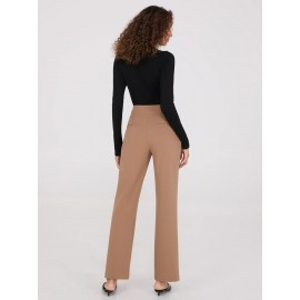 Front Pintuck Straight Leg Long Length Pants