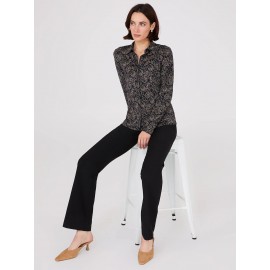 Floral Print Button-Front Classic Blouse