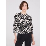 Printed Textured 3/4 Sleeve Round Neck Top