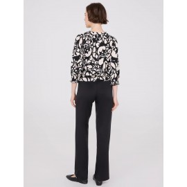 Printed Textured 3/4 Sleeve Round Neck Top