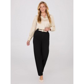 Satin Volume Sleeve Button-Front Blouse