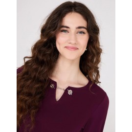 Chain Keyhole Long Sleeve Top