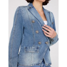 Denim Double-Breasted Blazer