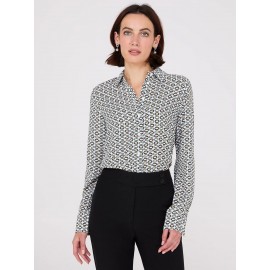 Print Chiffon Button-Front Blouse