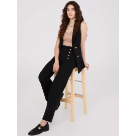 Wide-Leg Ankle Length Pants With Gold Button Details