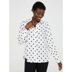 Dot Print Chiffon Button-Front Blouse