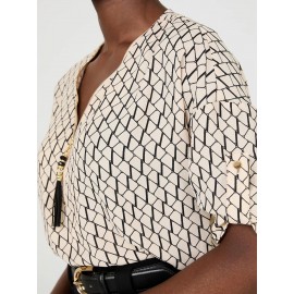 Zip Front V-Neck Top