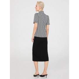 Print Short Sleeve Tie-Neck Top