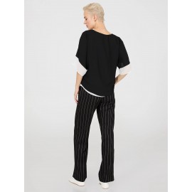 Colour Block V-Neck Dolman Sleeve Top