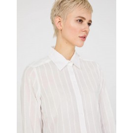 Textured Long Sleeve Button-Front Blouse
