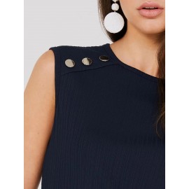 Sleeveless Top With Button Shoulder Details