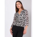 Abstract Print 3/4 Sleeve Crossover Top