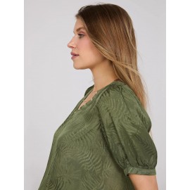 V-Neck Short Puff Sleeve Popover Top
