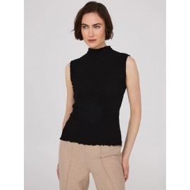 Sleeveless Textured Mock Neck Top