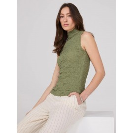 Sleeveless Textured Mock Neck Top
