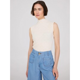 Sleeveless Textured Mock Neck Top