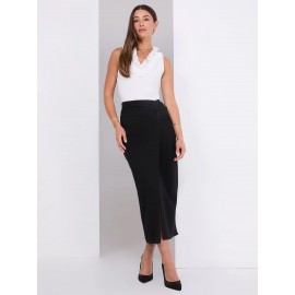 Straight Maxi Skirt With Faux Wrap Front