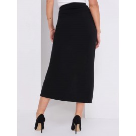 Straight Maxi Skirt With Faux Wrap Front