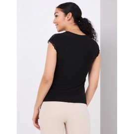 V-Neck Dolman Sleeve Top With Lace Details
