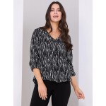 Abstract Print V-Neck Long Sleeve Popover Blouse