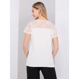 Floral Embroidered Mesh Short Sleeve Top