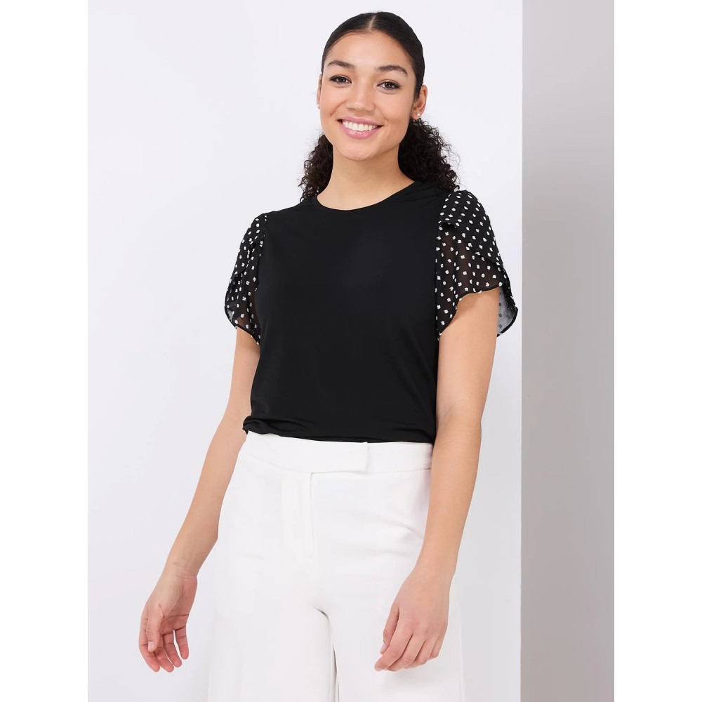 Clip Dot Tulip Sleeve Top