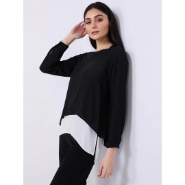 Colour Block Layered Tunic Top