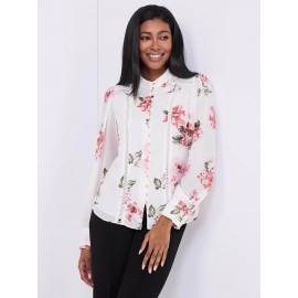 Floral Print Button-Front Blouse