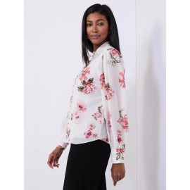 Floral Print Button-Front Blouse