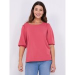 Textured Crepe Balloon Sleeve Top