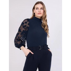 3/4 Sleeve Mock Neck Top