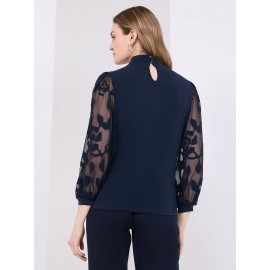 3/4 Sleeve Mock Neck Top