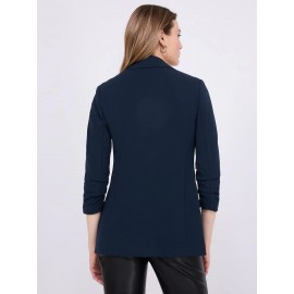 3/4 Ruched Sleeve Crepe Blazer