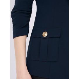 3/4 Ruched Sleeve Crepe Blazer