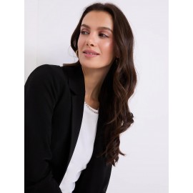 3/4 Ruched Sleeve Crepe Blazer
