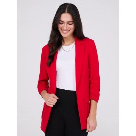 3/4 Ruched Sleeve Crepe Blazer