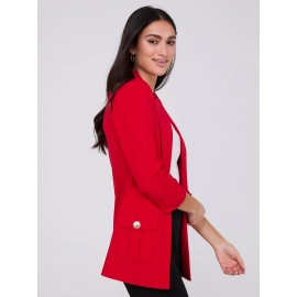 3/4 Ruched Sleeve Crepe Blazer