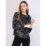 Printed Satin Shawl Top With Gold Chain Detail