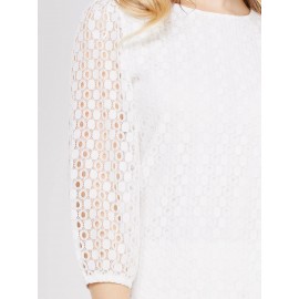 3/4 Puff Sleeve Lace Top