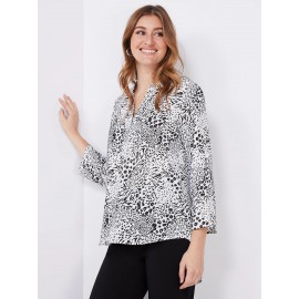 Printed Split Neck Blouse