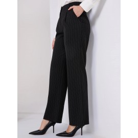 Striped High-Waisted Wide Leg Trousers