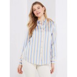 Multi Colour Striped Satin Button-Front Blouse