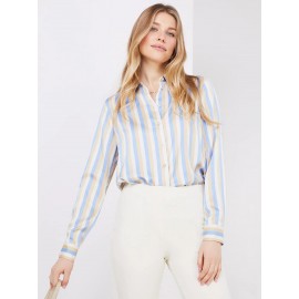 Multi Colour Striped Satin Button-Front Blouse