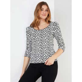 Dot Print Puff Sleeve Top