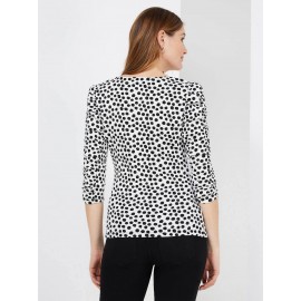 Dot Print Puff Sleeve Top