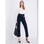 Crepe High-Waisted Sash Belt Pants