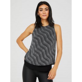 Abstract Glitter Sleeveless Open Back Top